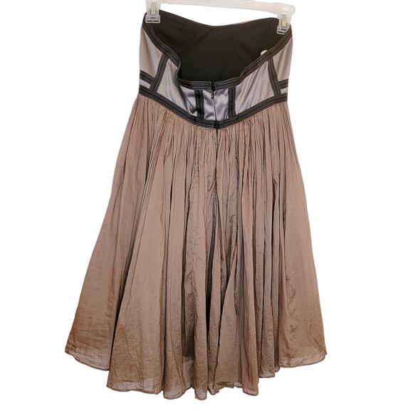 Sass and Bide taupe brown strapless corset top gauzy pleated mini dress size 6 - Picture 2 of 10